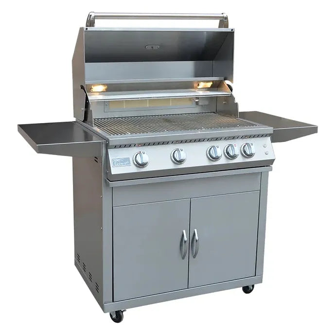 Kokomo Grills Professional 4 Burner 32 Inch Cart Model BBQ Grill With Lights & Locking Casters : KO-BAK4BG-PRO+KO-BAK4BG-C