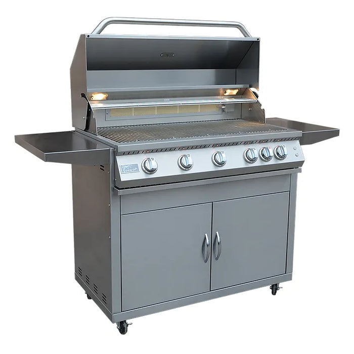 Kokomo Grills Professional 5 Burner 40 Inch Cart Model BBQ Grill With Lights & Locking Casters : KO-BAK5BG-PRO+KO-BAK5BG-C