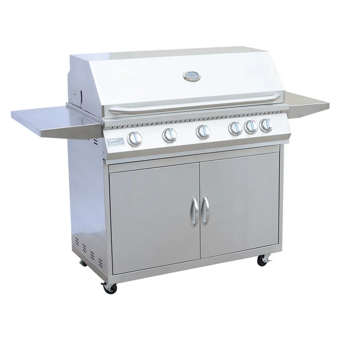 Kokomo Grills 5 Burner 40 Inch Cart Model BBQ Grill With Locking Casters 304 Stainless Steel : KO-BAK5BG+KO-BAK5BGC