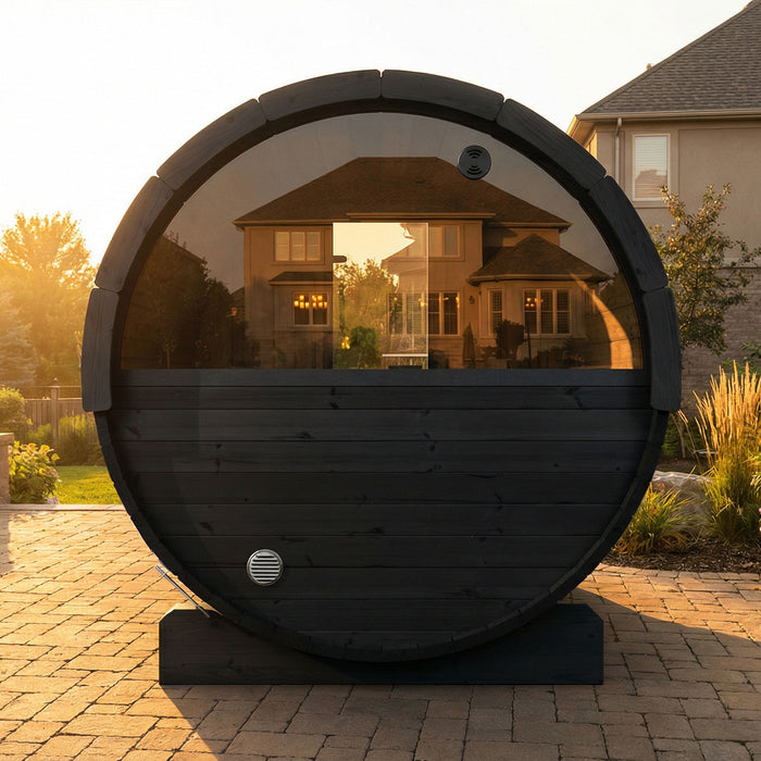 SaunaLife E7W Ergo Series Outdoor Barrel Sauna Kit with Rear Window