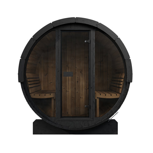 SaunaLife E7G Ergo Series Outdoor Barrel Sauna Kit with Glass Front