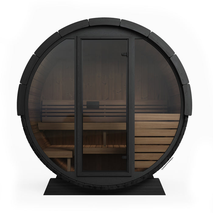 SaunaLife EE6G Ergo Elegance Outdoor Barrel Sauna Kit with Glass Front