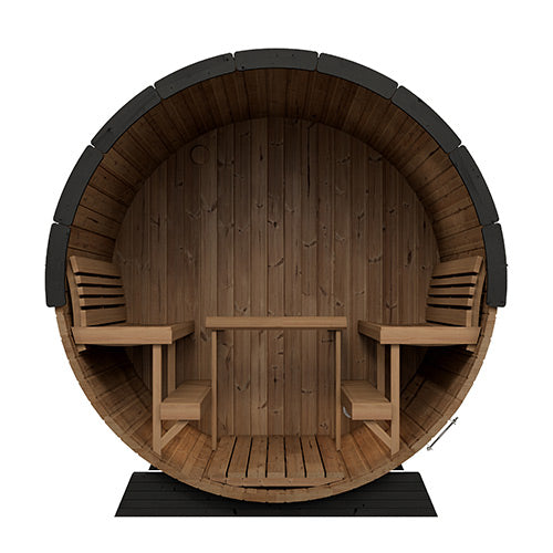SaunaLife EE8G Ergo Elegance Outdoor Barrel Sauna Kit with Glass Front