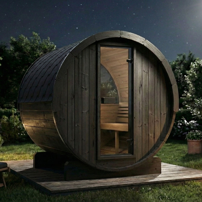SaunaLife E7W Ergo Series Outdoor Barrel Sauna Kit with Rear Window