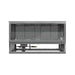 A modern rectangular fireplace or wall-mounted display unit with a gray metal frame, glass front panels, and a lower shelf, shown against a plain white background.