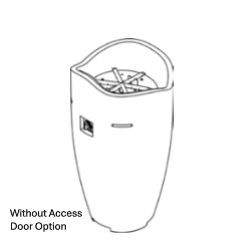 Black and white line drawing of a kitchen appliance without an optional access door.