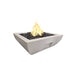 Concrete fire pit with flames on a white background