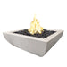 Concrete fire pit with flames on a white background