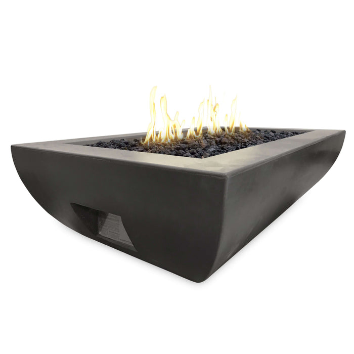 Modern fire pit with flames on a white background