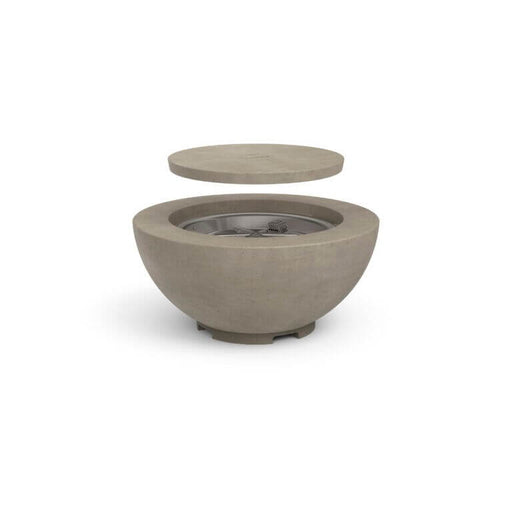 Stone fire pit with lid on a white background