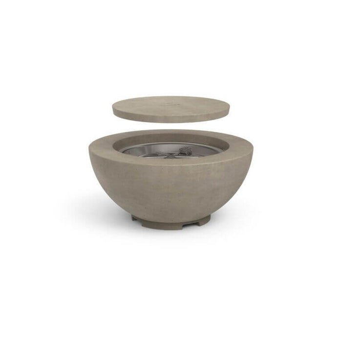 Stone fire pit with lid on a white background