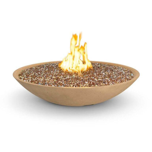 Bowl-shaped fire pit with flames on a white background