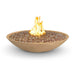 Bowl-shaped fire pit with flames on a white background