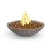 Bowl-shaped fire pit with flames on a white background