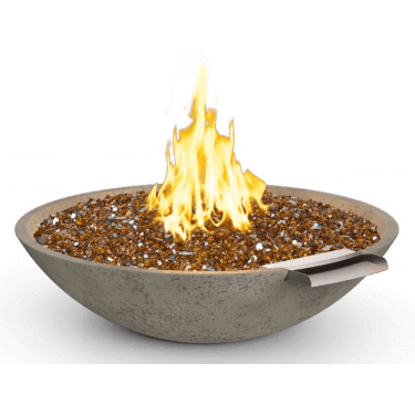 Fire pit with flames on a white background