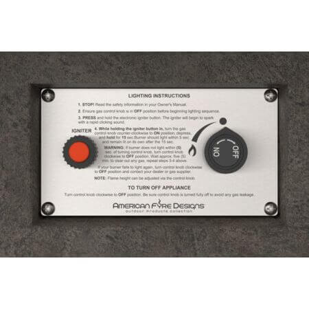 Control panel with lighting instructions for an appliance, featuring a brand logo.