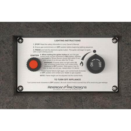 Control panel with lighting instructions for an appliance, featuring a brand logo.