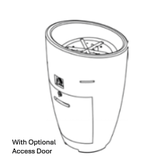 Black and white line drawing of a kitchen appliance with an optional access door.