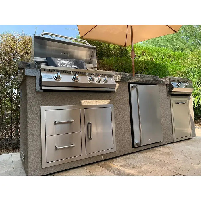 Kokomo Grills 5 Burner Griddle Combo Drawer Fridge Outdoor Kitchen