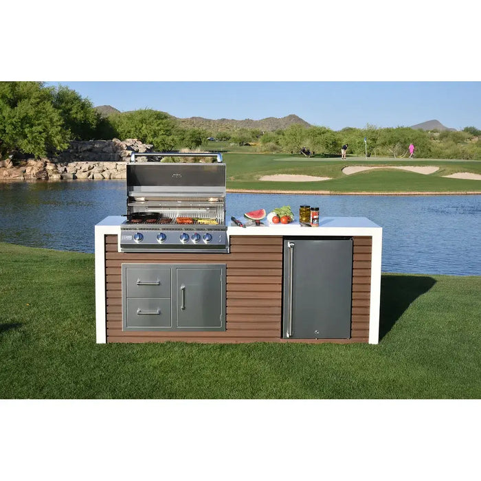 Kokomo Grills Professional Shiplap Outdoor Kitchen KoKoMo Grill With Waterfall Edge