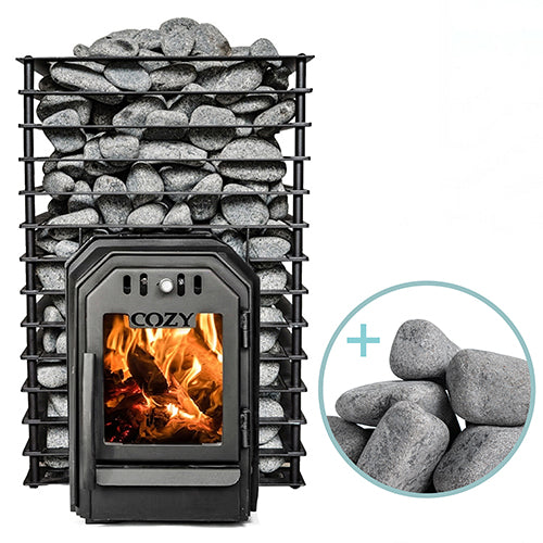 Cozy Heat Quattro Through-Wall Wood-Burning Sauna Stove Package