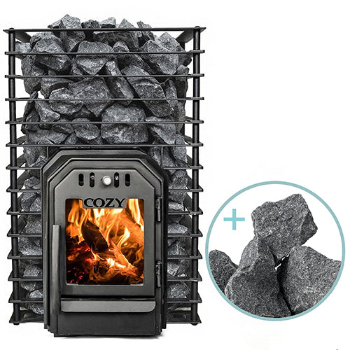 Cozy Heat Quattro Through-Wall Wood-Burning Sauna Stove Package