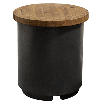 French Barrel Oak – Contempo Tank/ End Table - Color: Black Lava - 17″ dia x 19 1/4″h