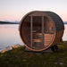 Finnmark FD-6 Canadian cedar barrel sauna lifestyle view