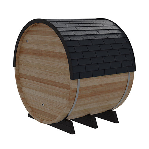 Finnmark FD-7 Thermo-Aspen barrel sauna rear-side view
