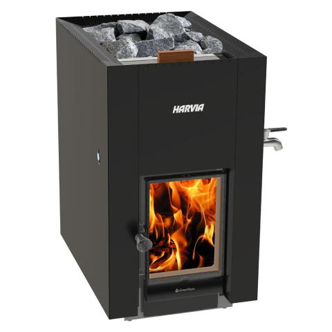 Harvia LINEAR 22 GREENFLAME ES Wood-Burning Sauna Stove - Harvia sauna heater
