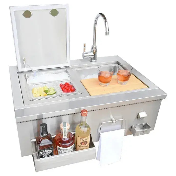 Kokomo Grills 30" Built-In Bartender Cocktail Station With Sink Bottle Opener and Ice Chest : KO-30CKT-SNK