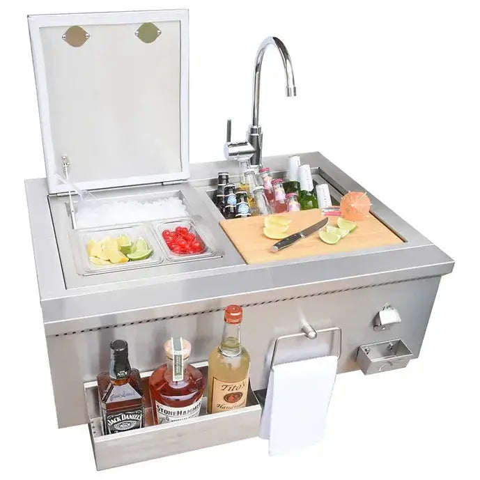 Kokomo Grills 30" Built-In Bartender Cocktail Station With Sink Bottle Opener and Ice Chest : KO-30CKT-SNK