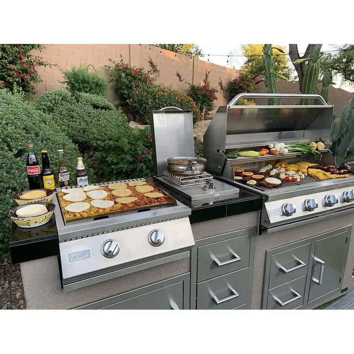 Kokomo Grills Teppanyaki, Griddle, Built-In BBQ Grill with Side Burner, Storage Drawers 7'6" : KO-7'6"-Tep-Side-5-Burn