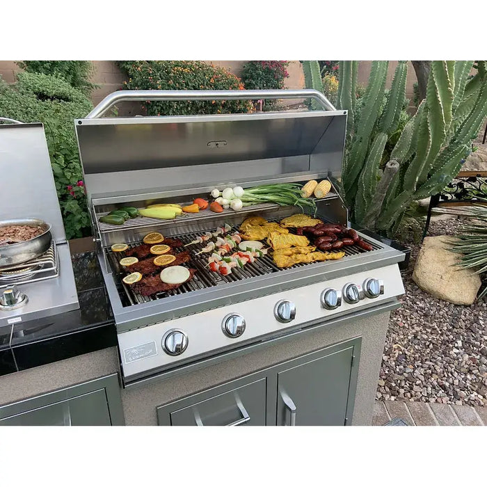 Kokomo Grills Teppanyaki, Griddle, Built-In BBQ Grill with Side Burner, Storage Drawers 7'6" : KO-7'6"-Tep-Side-5-Burn