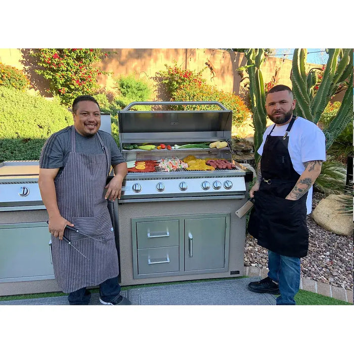 Kokomo Grills Teppanyaki, Griddle, Built-In BBQ Grill with Side Burner, Storage Drawers 7'6" : KO-7'6"-Tep-Side-5-Burn