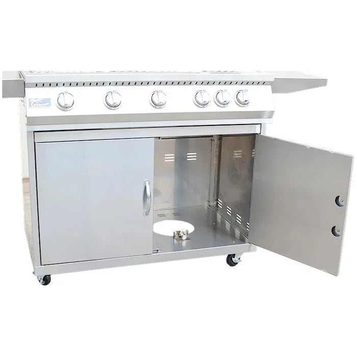 Kokomo Grills 5 Burner 40 Inch Cart Model BBQ Grill With Locking Casters 304 Stainless Steel : KO-BAK5BG+KO-BAK5BGC