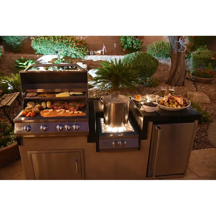 Kokomo Grills Power Burner 4 Burner 32 inch Built-In Barbeque Grill Island Kitchen Package : KO-PWRBRN-4BG-FRGE