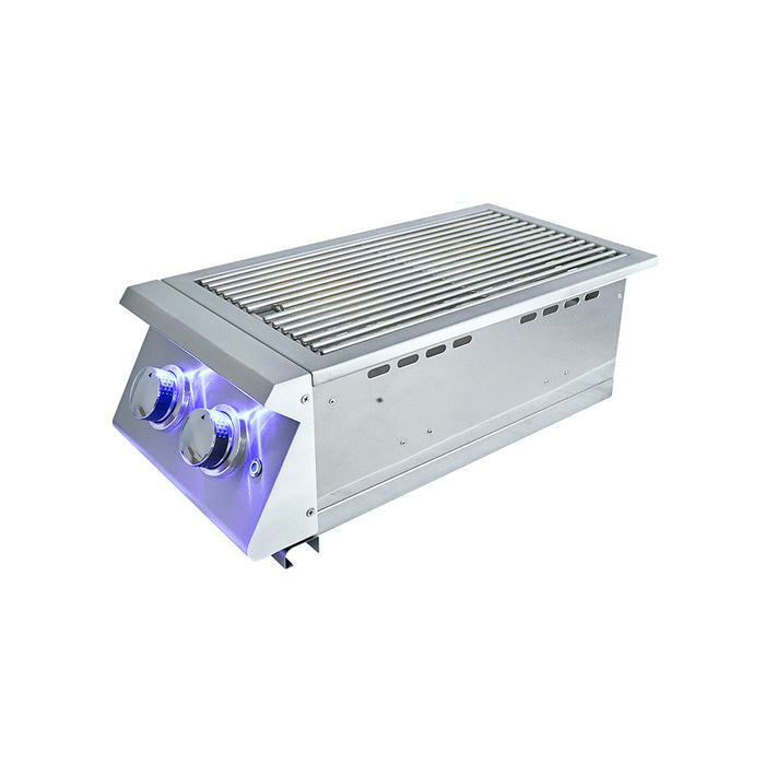 RCS Grills PREMIER DOUBLE SIDE BURNER W/BLUE LED LIGHTS - RJCSSBL
