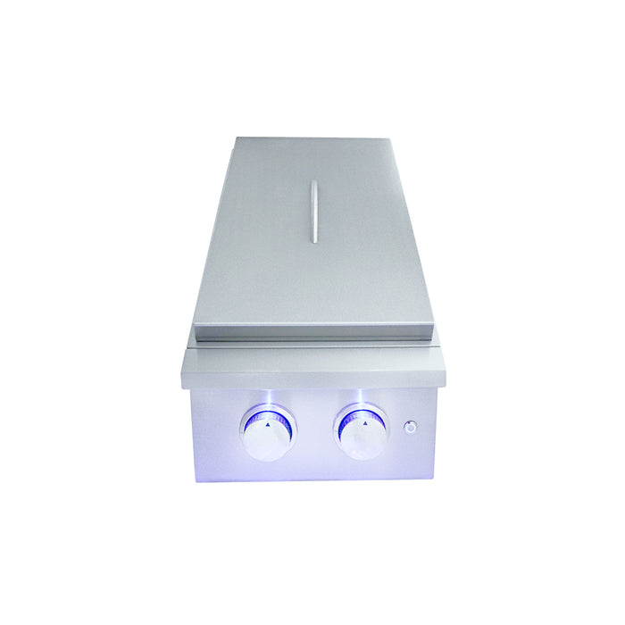 RCS Grills PREMIER DOUBLE SIDE BURNER W/BLUE LED LIGHTS - RJCSSBL