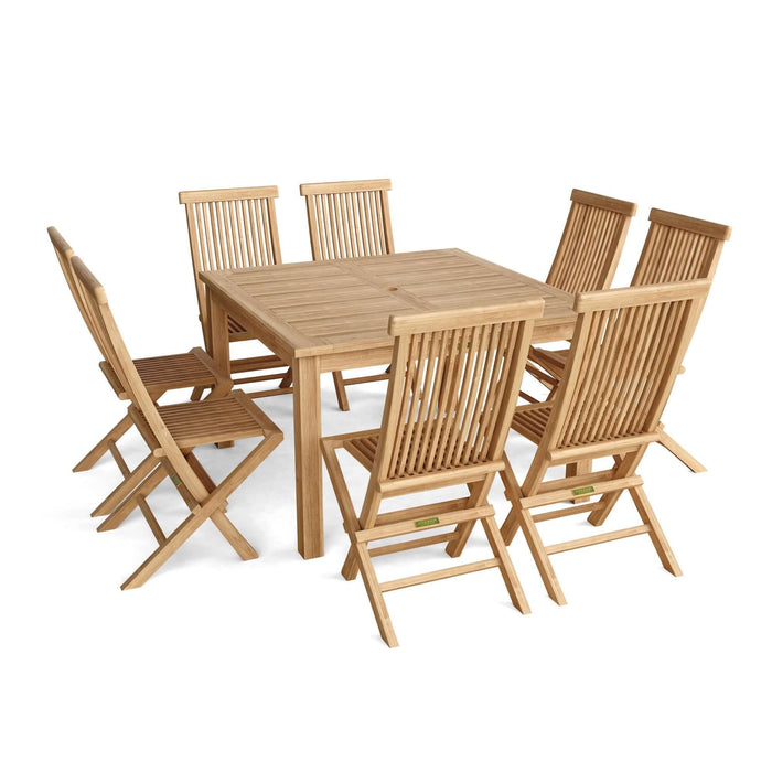 Anderson Teak Windsor Classic Chair 9-Piece Folding Dining Set : Set-104B