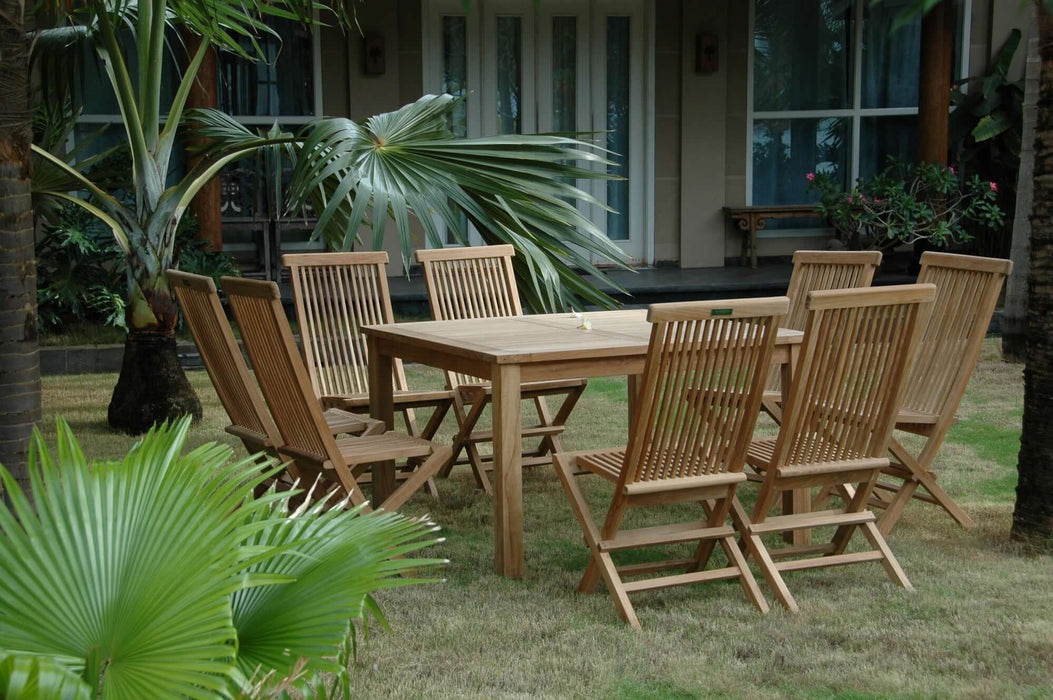 Anderson Teak Windsor Classic Chair 9-Piece Folding Dining Set : Set-104B