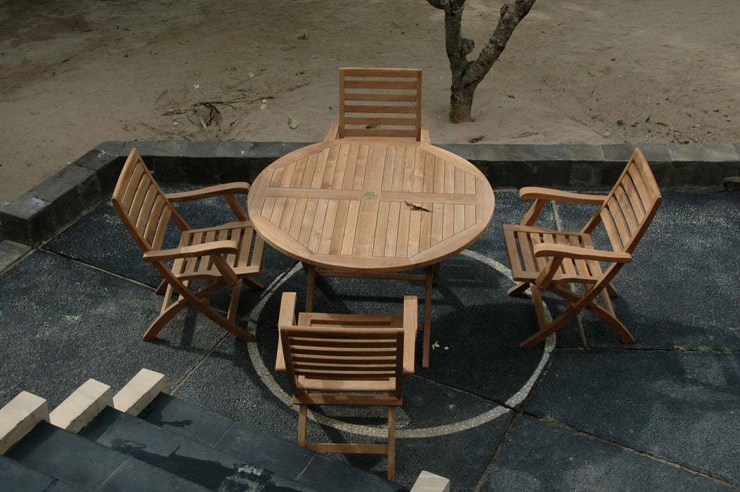Anderson Teak Andrew Bahama 5-Piece Folding Dining Set : Set-109