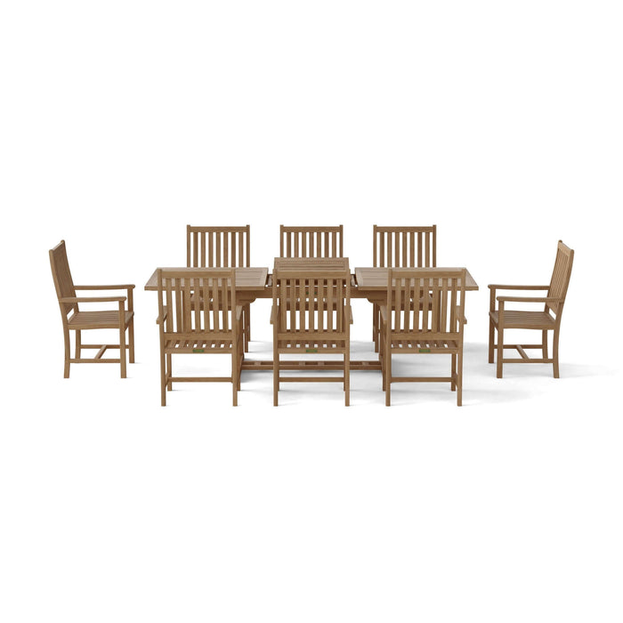 Anderson Teak Bahama Wilshire Armchair 9-Piece Extension Dining Set : Set-112A