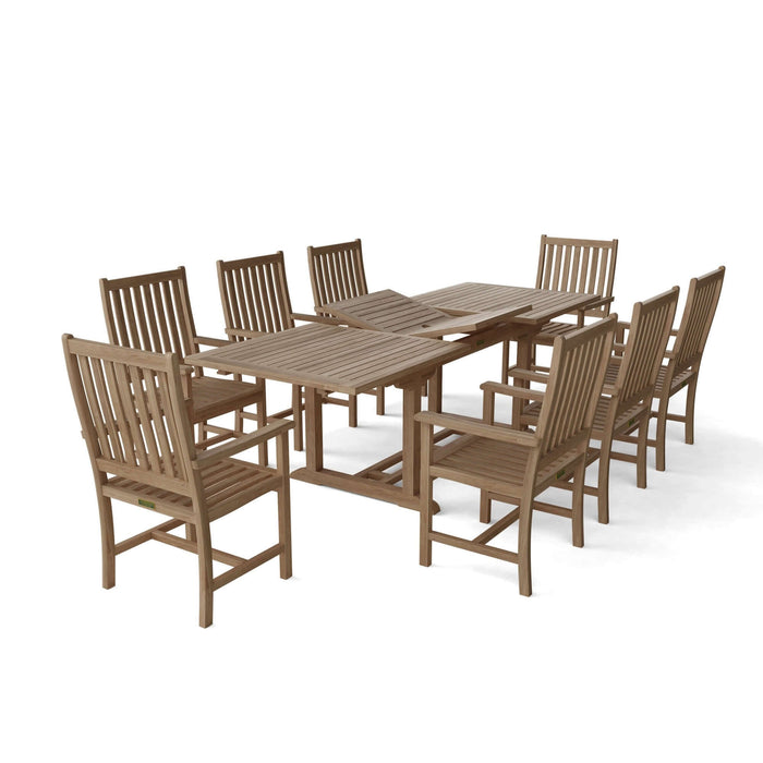Anderson Teak Bahama Wilshire Armchair 9-Piece Extension Dining Set : Set-112A