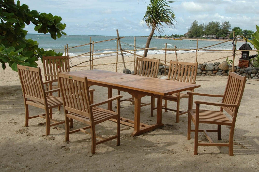 Anderson Teak Bahama Wilshire Armchair 7-Piece Extension Dining Set : Set-112B
