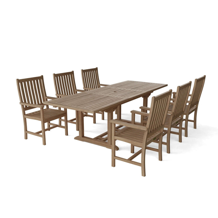 Anderson Teak Bahama Wilshire Armchair 7-Piece Extension Dining Set : Set-112B