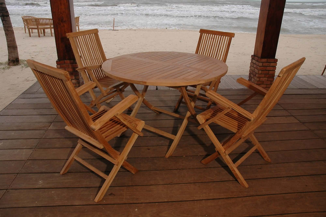 Anderson Teak Bahama Classic Folding Armchair 5-Piece Dining Set : Set-28