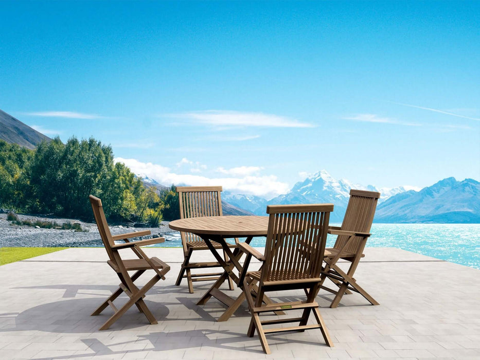Anderson Teak Bahama Classic Folding Armchair 5-Piece Dining Set : Set-28