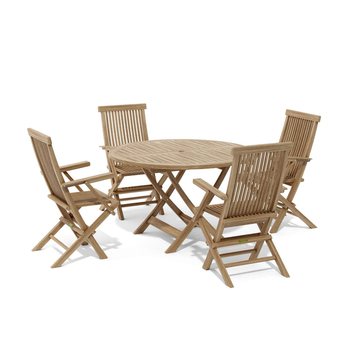 Anderson Teak Bahama Classic Folding Armchair 5-Piece Dining Set : Set-28