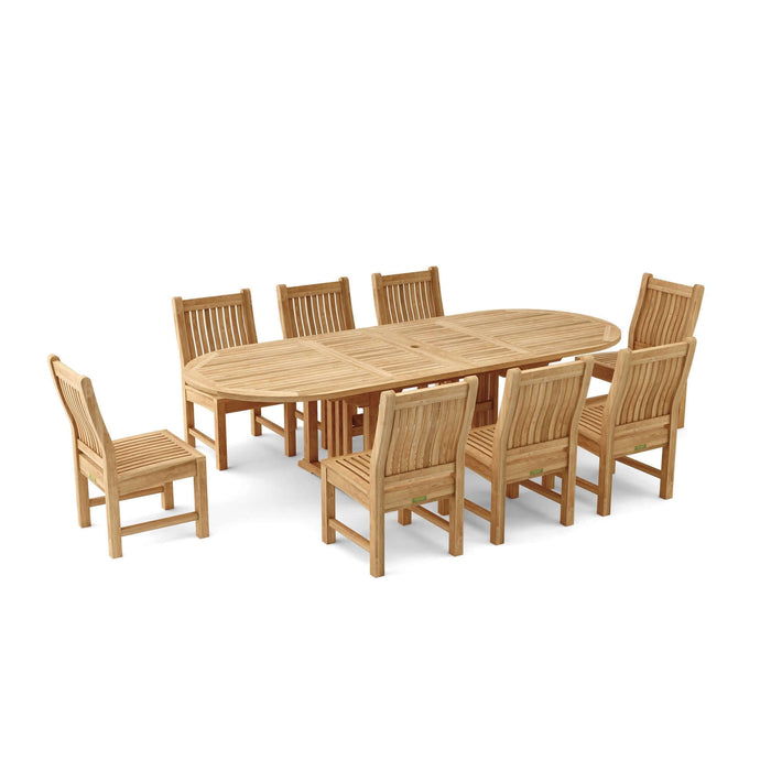 Anderson Teak Sahara Dining Side Chair 9-Piece Oval Dining Set : Set-76